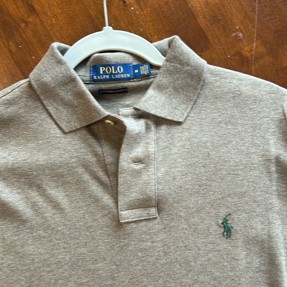 light brown polo shirt